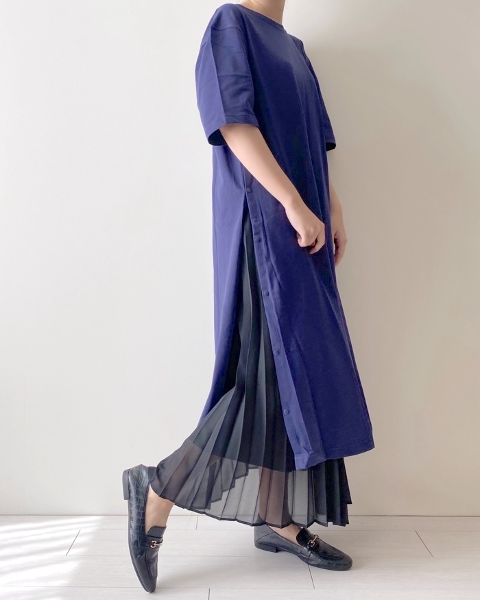 ユニクロのおすすめファッションアイテム「クレープコットンスナップワンピース（半袖）」