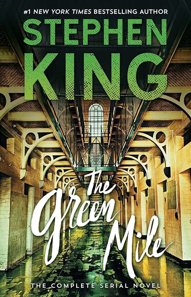 Cover of Stephen King&#x27;s &#x27;The Green Mile&#x27; featuring a prison walkway leading to a light