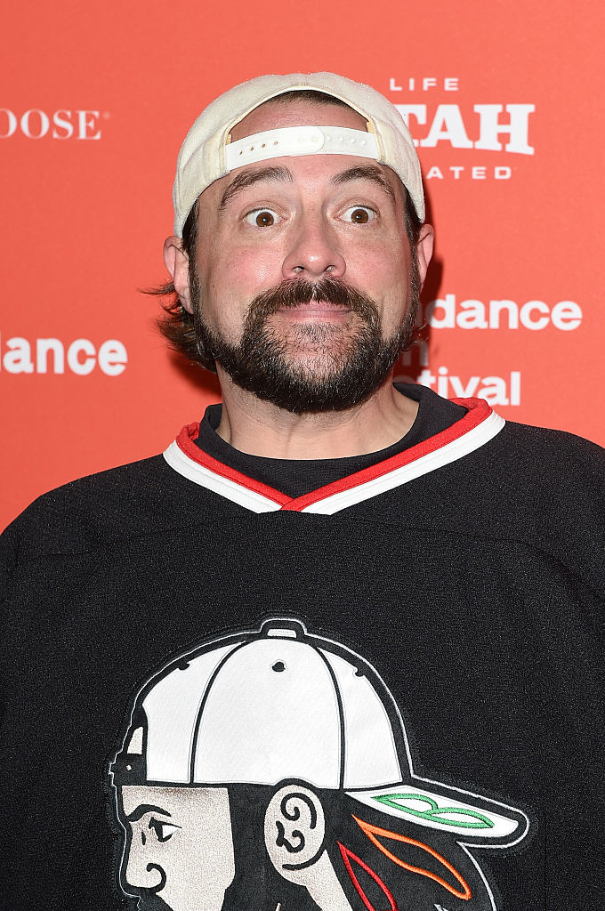 Kevin Smith wearing a hockey jersey and backward cap at Sundance Film Festival