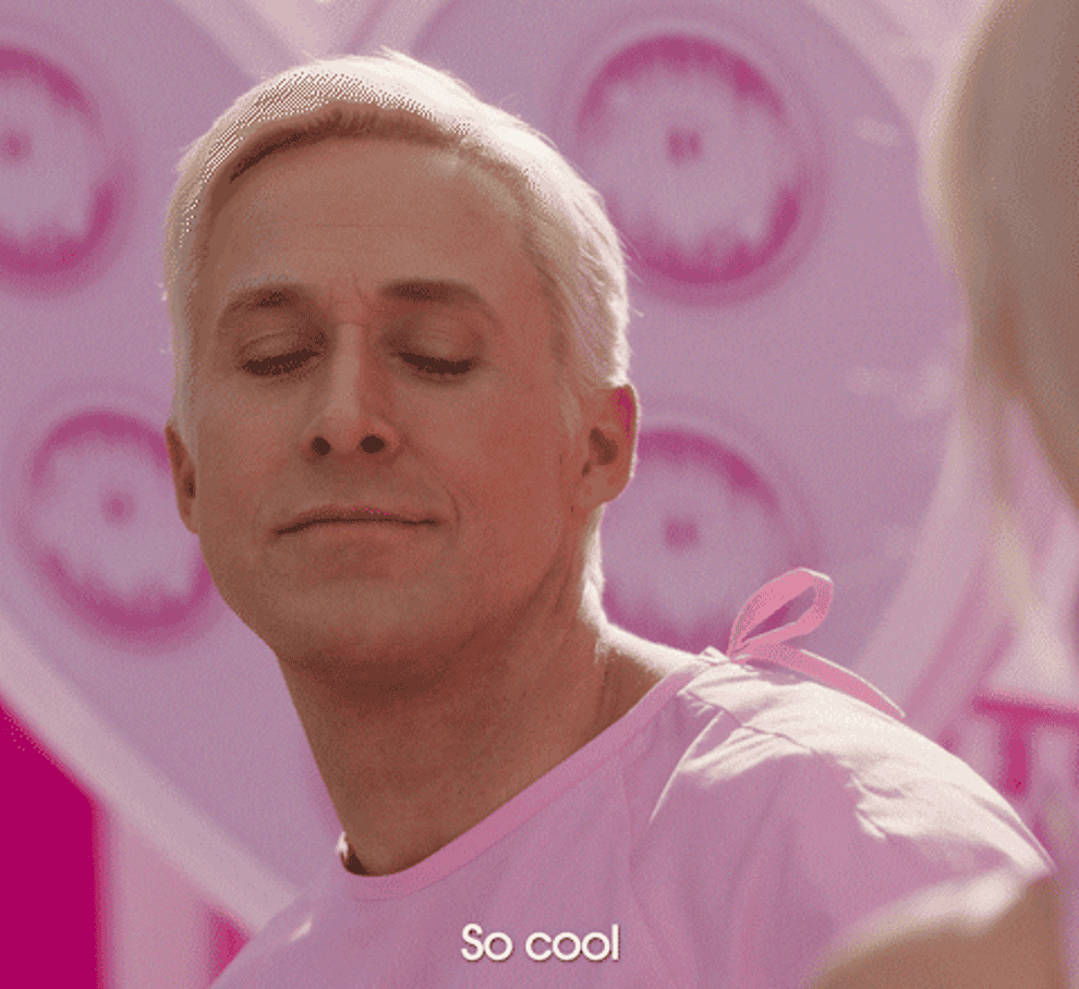 gif of ken from the barbie movie saying so cool