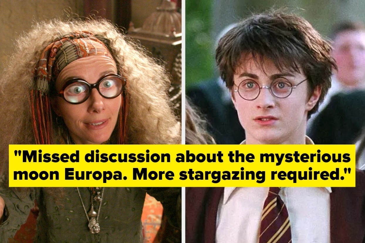 Professor Trelawney and Harry Potter with quote about Europa discussion