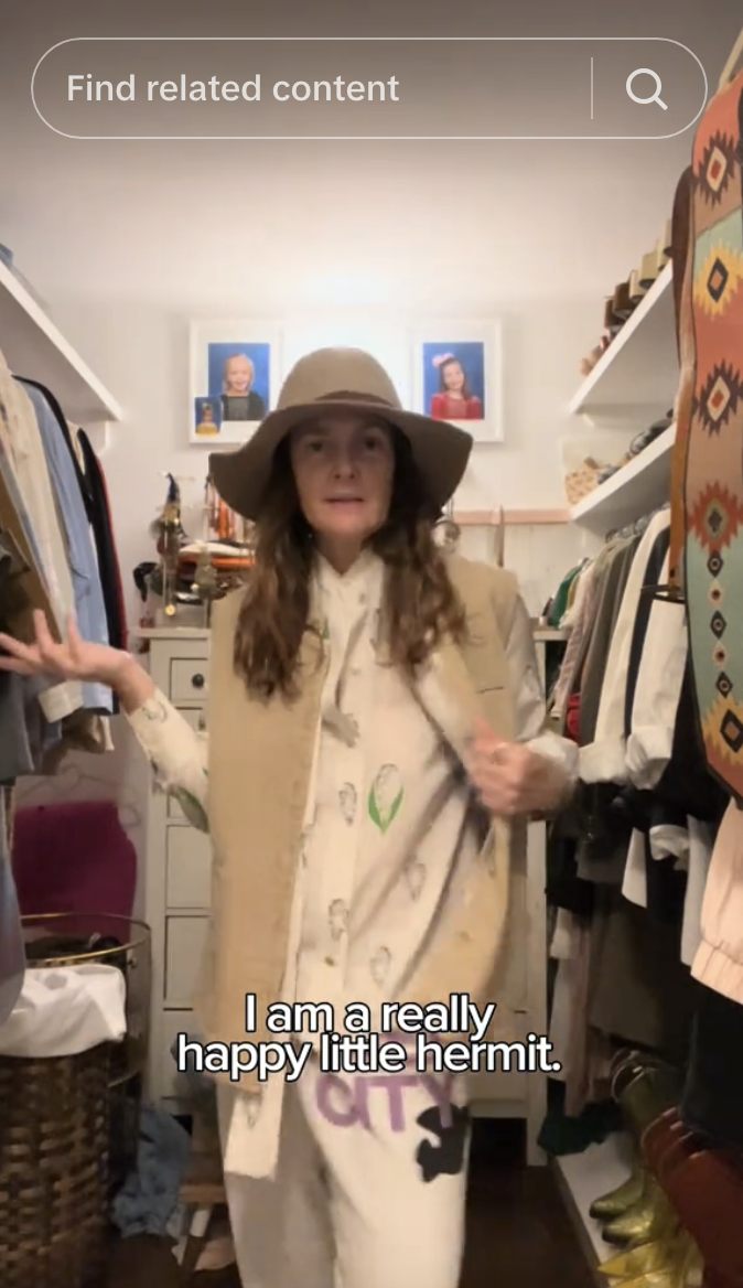 Drew Barrymore in her closet