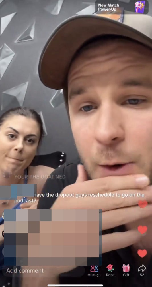 lindsey in the background of the video during the live stream