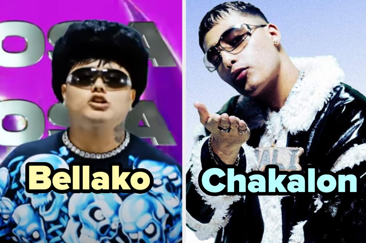 Doble imagen de Bellako y Chakalon, artistas de música, con estilos extravagantes y gafas de sol