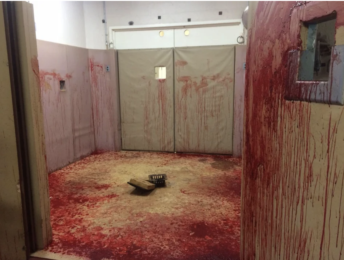 a room covered in blood