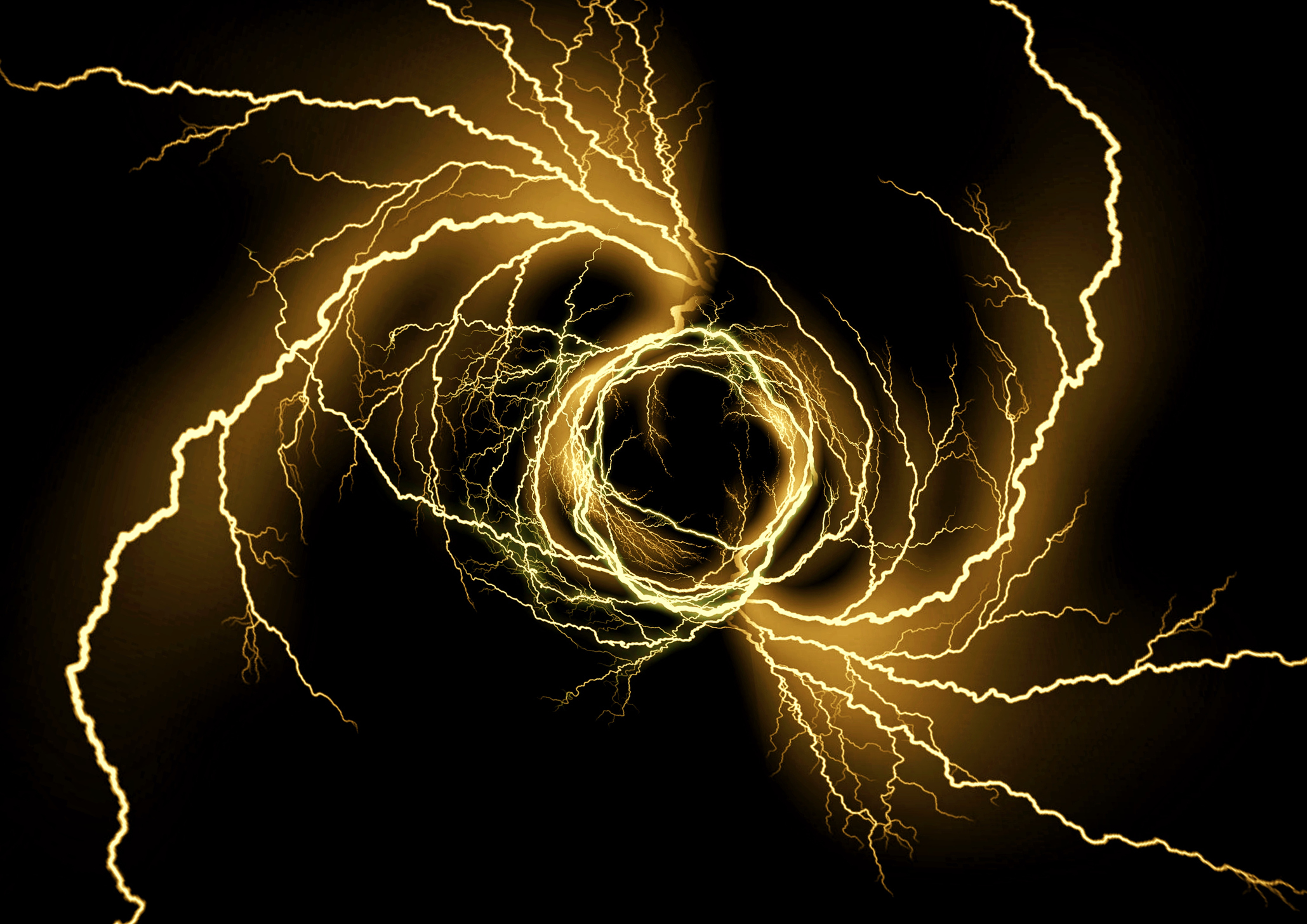 Abstract image of lightning-like patterns creating a swirling vortex design