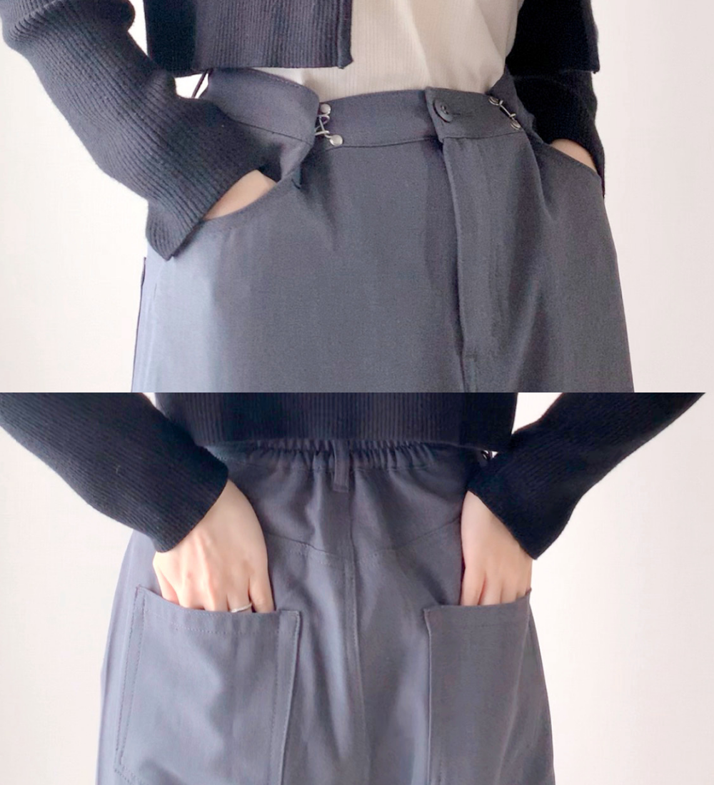 しまむらのおすすめパンツ「TPUウエストフックワイド6」