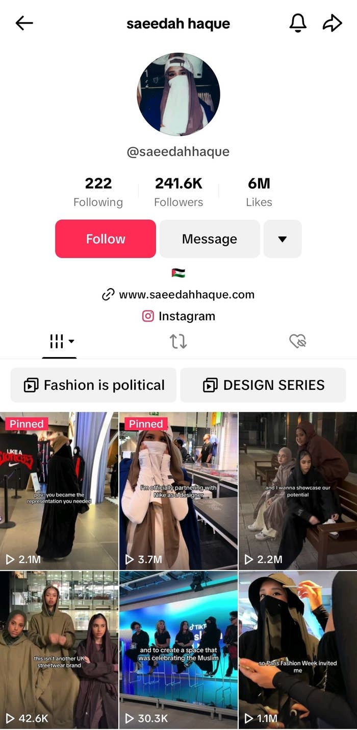 Instagram profile of user @saeedahhaque showing fashion content with various outfit posts