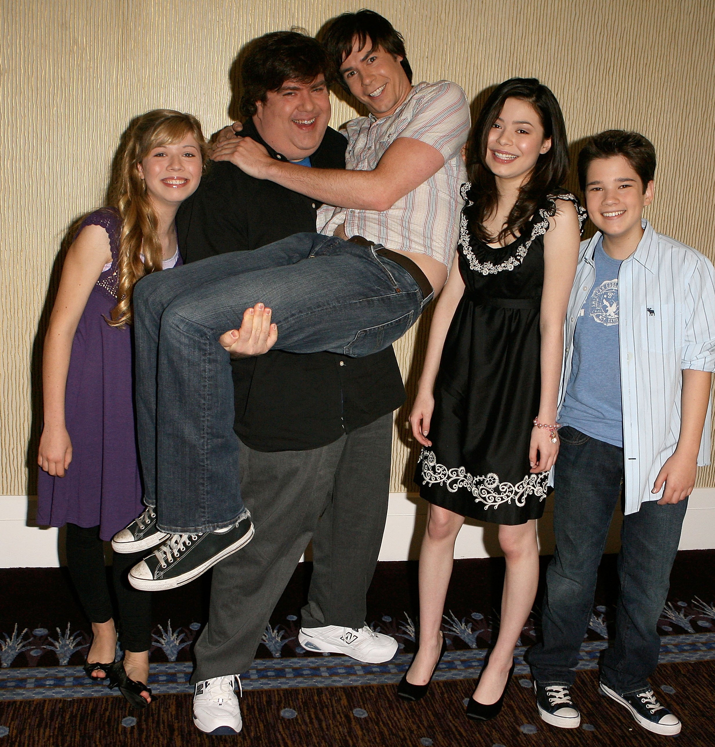 Dan Schneider with the cast of &quot;iCarly&quot;