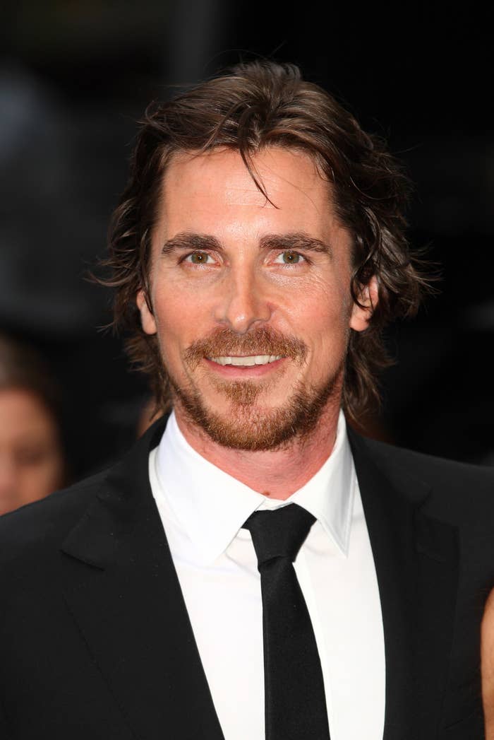 Closeup of Christian Bale in a suit and tie