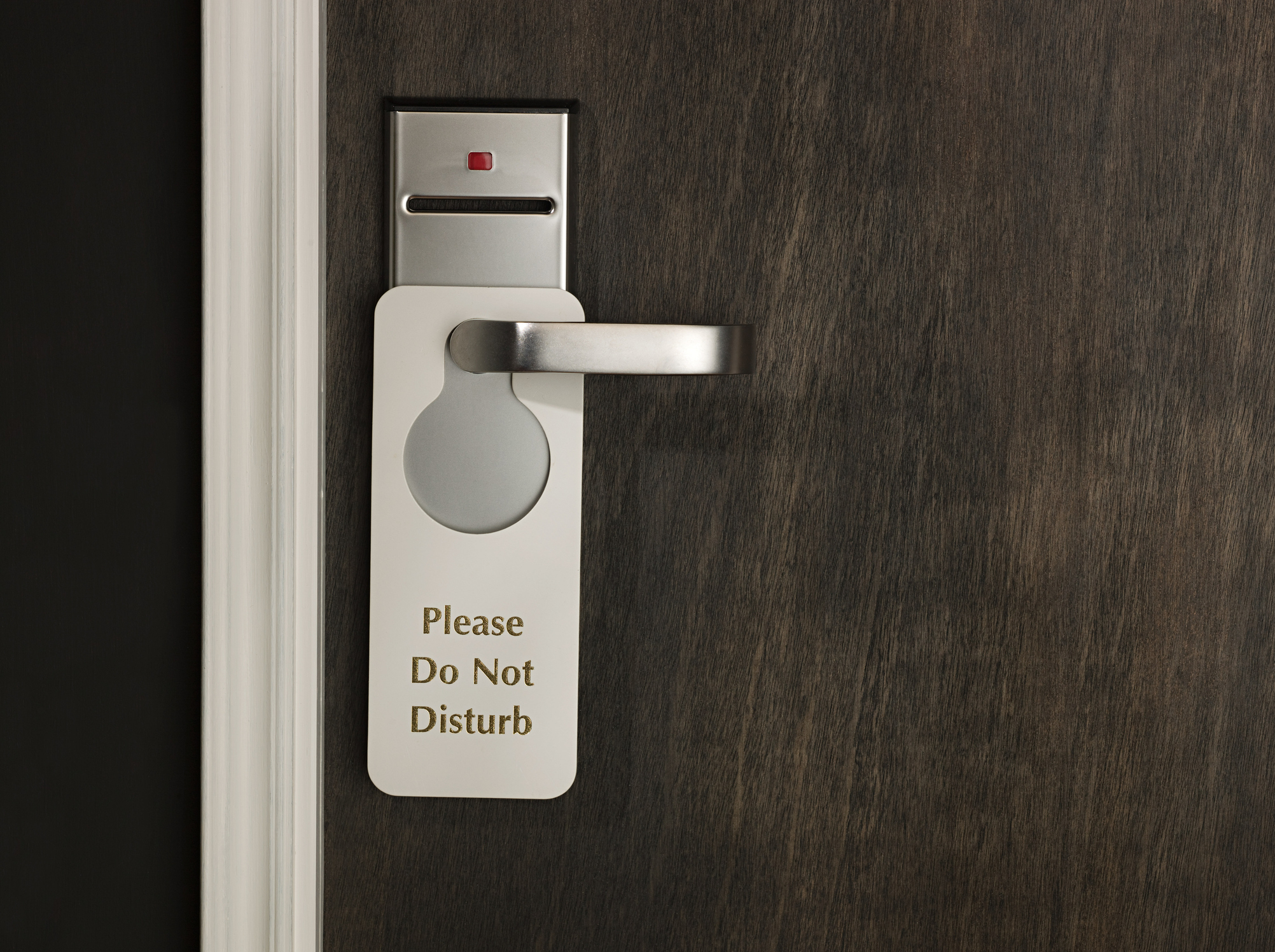 Sign on door handle reads &quot;Please Do Not Disturb&quot;