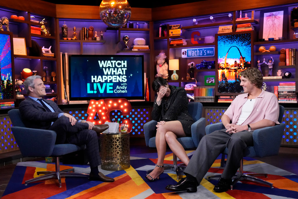 Andy Cohen interviews guests, including Lukas, in a studio on &quot;Watch What Happens Live&quot;