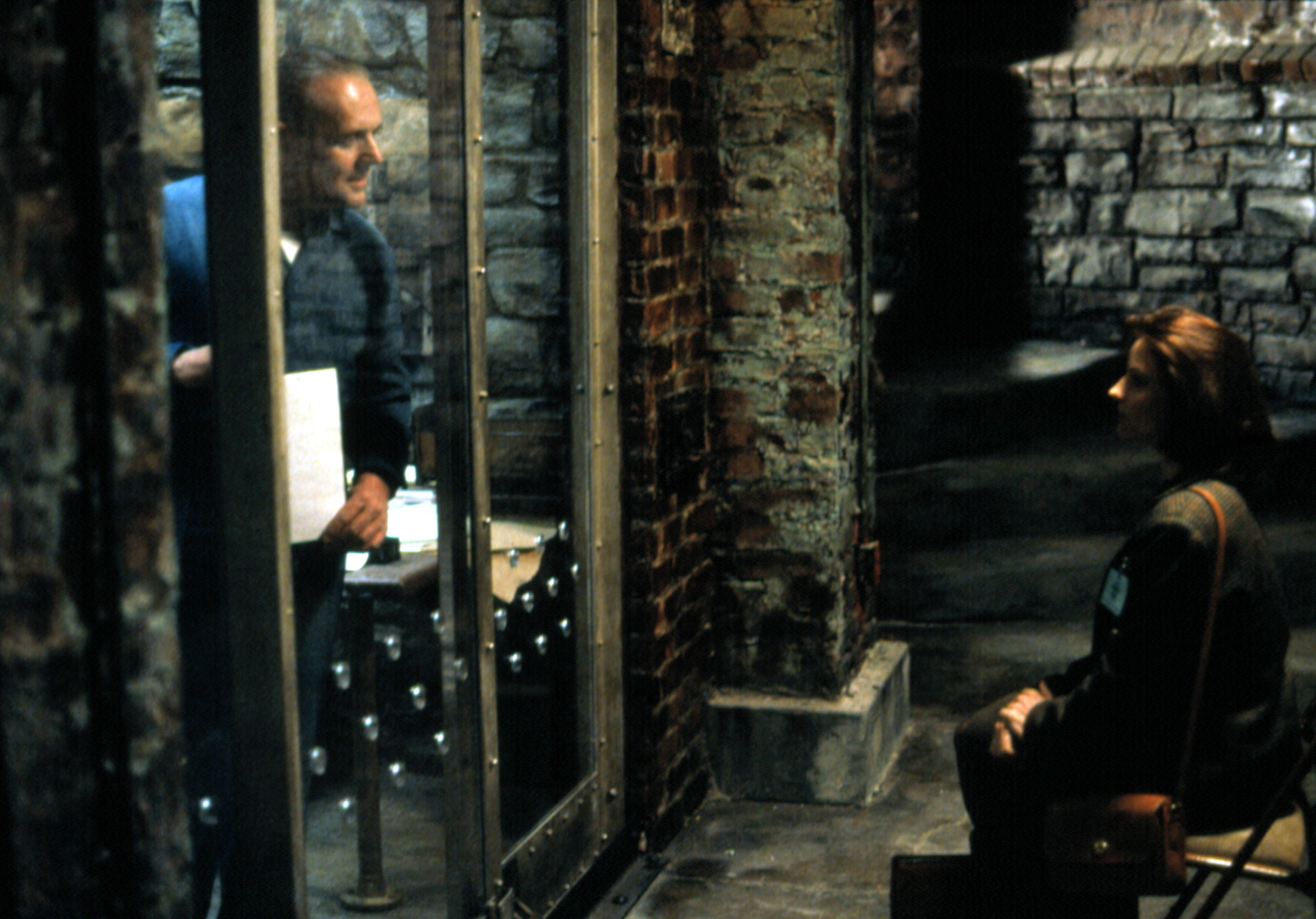 Hannibal Lecter speaks to Clarice Starling through glass in a scene from &quot;The Silence of the Lambs.&quot;
