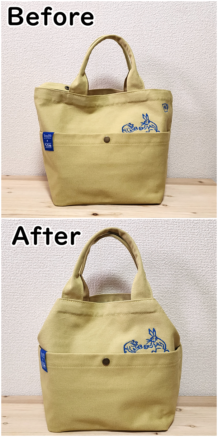 Tully's Coffee(タリーズコーヒー)のおすすめ雑貨「鳥獣戯画ポケットトートバッグ(若菜色)」