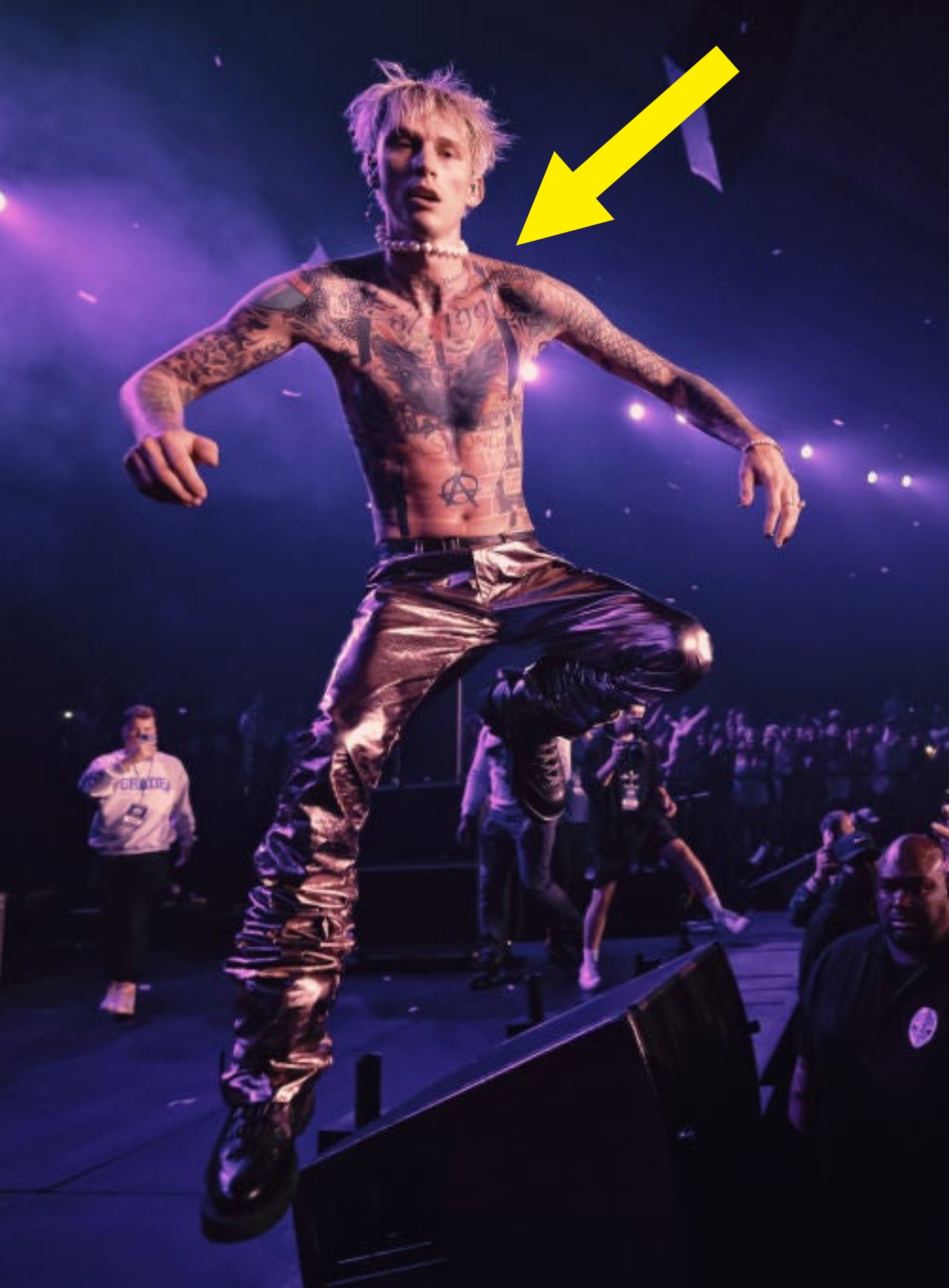 MGK shirtless onstage