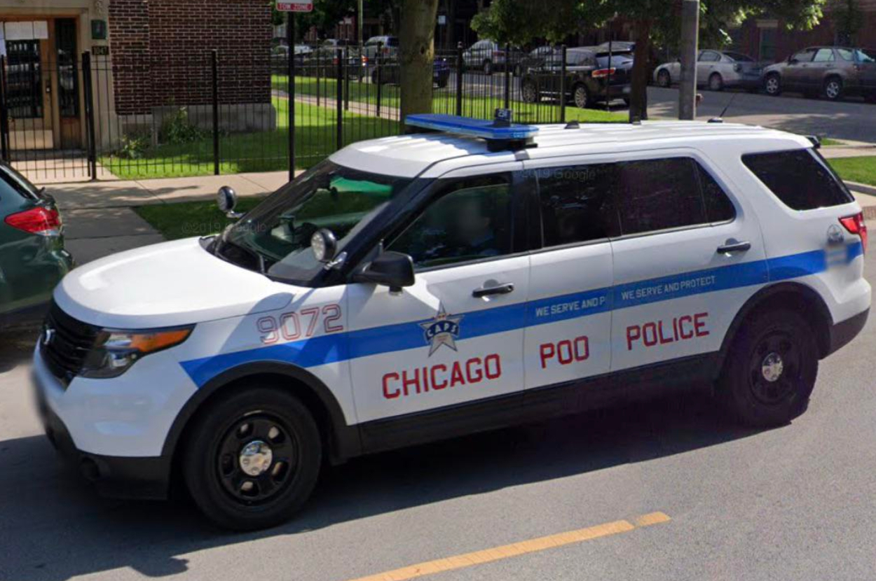 A Chicago Police SUV parked on the side of a street