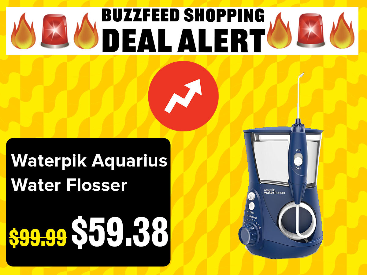 BuzzFeed Shopping deal alert for a Waterpik Aquarius Water Flosser, discounted from $99.99 to $59.38