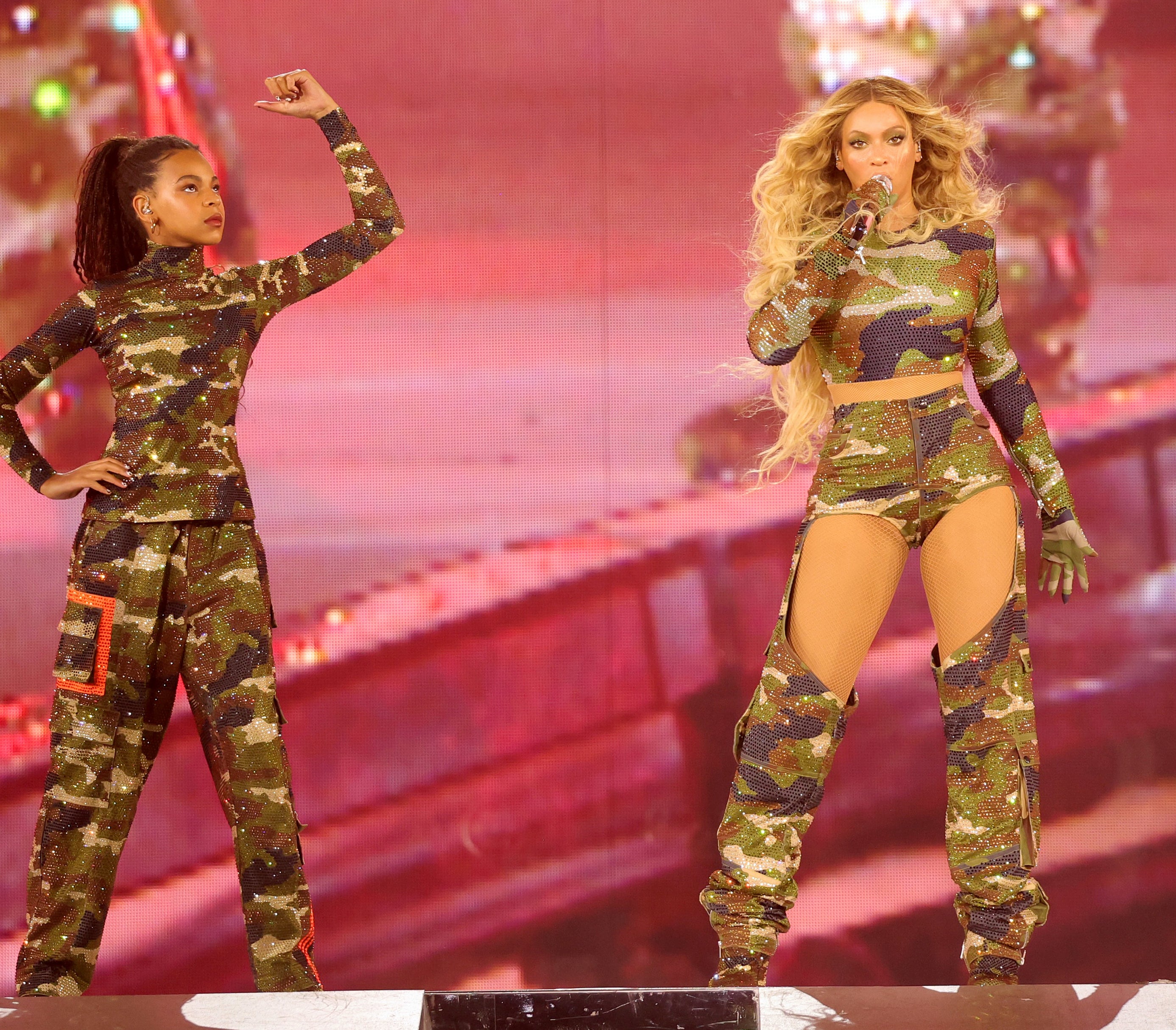 Blue Ivy and Beyoncé onstage