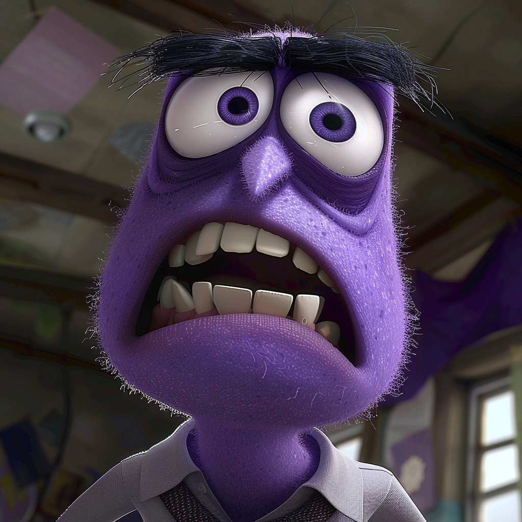 Animated character Ian Lightfoot from &quot;Onward&quot; with surprised expression, standing indoors
