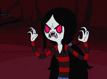 Personaje animado Marceline de Hora de Aventura mostrando gesto de enfado con las manos