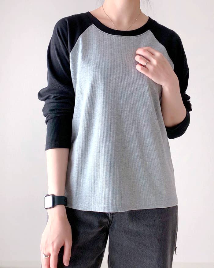 しまむらのオススメファッション「テレコラグランロンT」