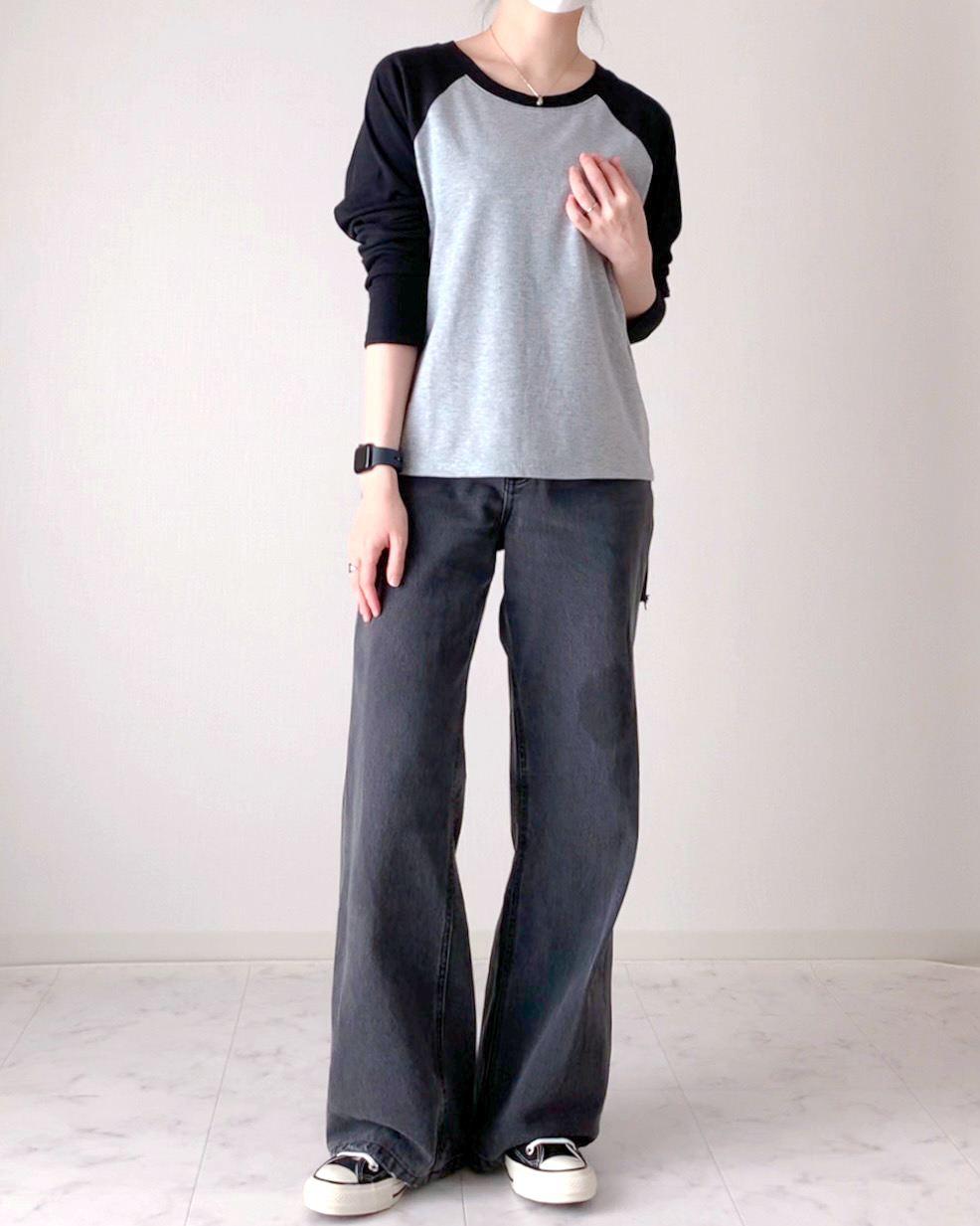 しまむらのオススメファッション「テレコラグランロンT」