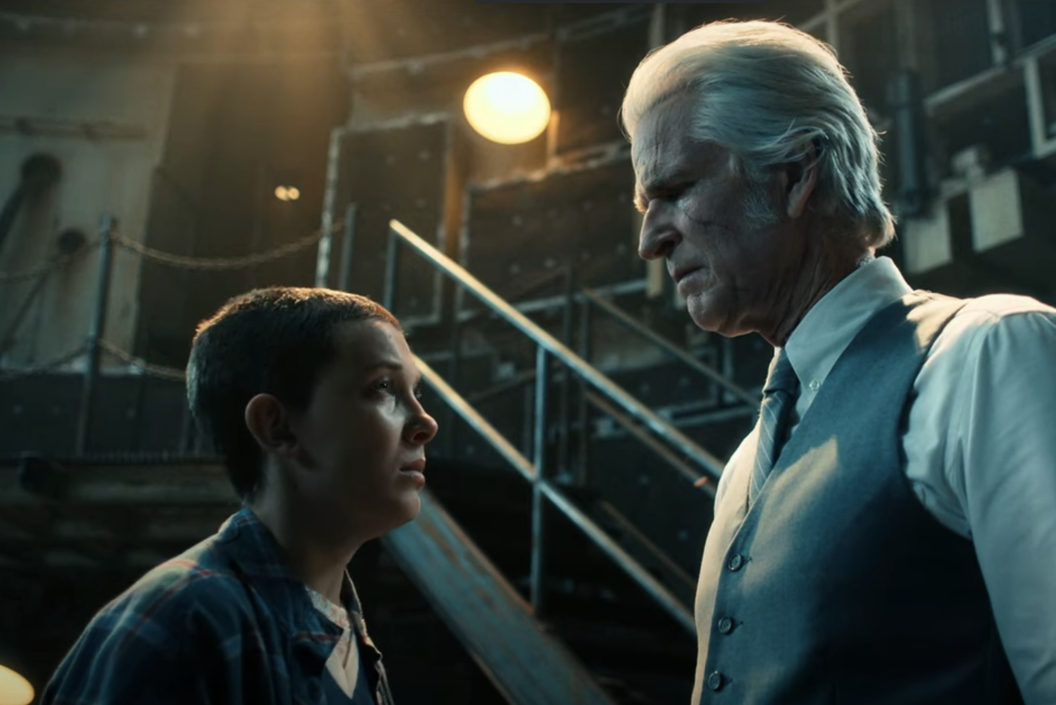Eleven with Dr Martin Brenner in Stranger Things