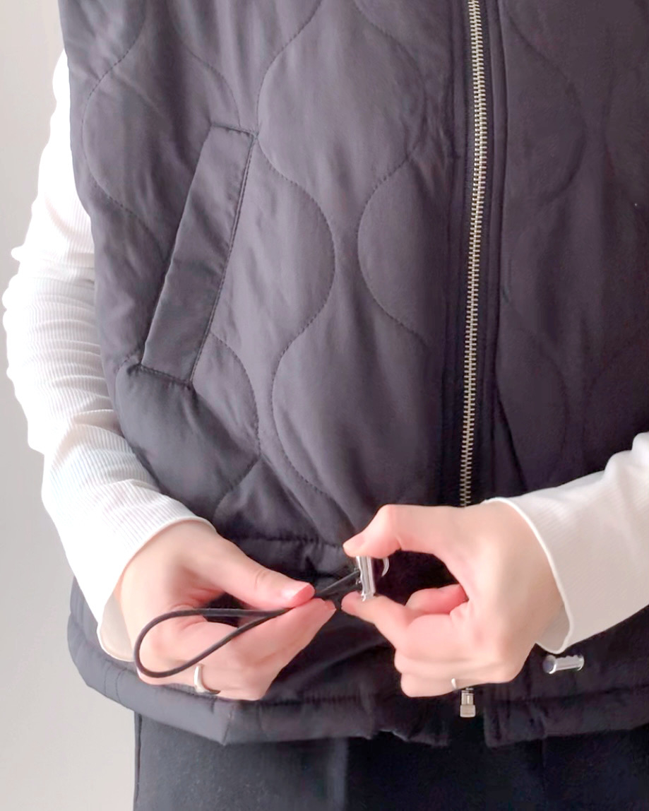 しまむらのおすすめファッションアイテム「ナカワタショートベスト」