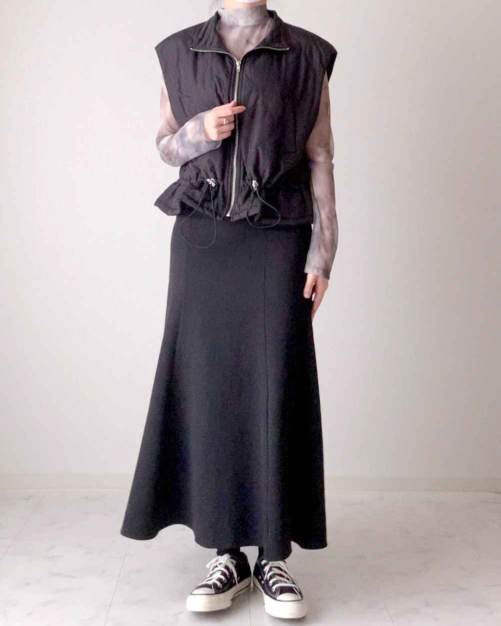 しまむらのおすすめファッションアイテム「ナカワタショートベスト」