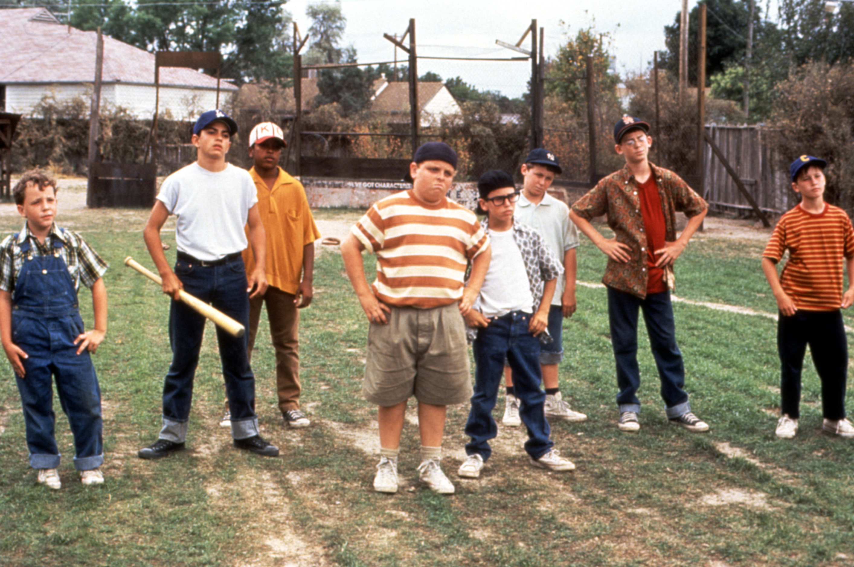 Group of children on a baseball field from &quot;The Sandlot&quot; movie, 1993