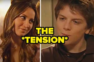 Split-screen image of a woman and a young man with "THE *TENSION*" text overlay