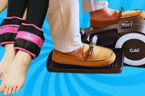 reviewers using ankle weights and a stepper