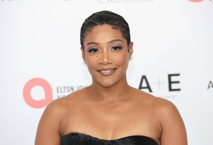 Tiffany Haddish in a strapless outfit at an event