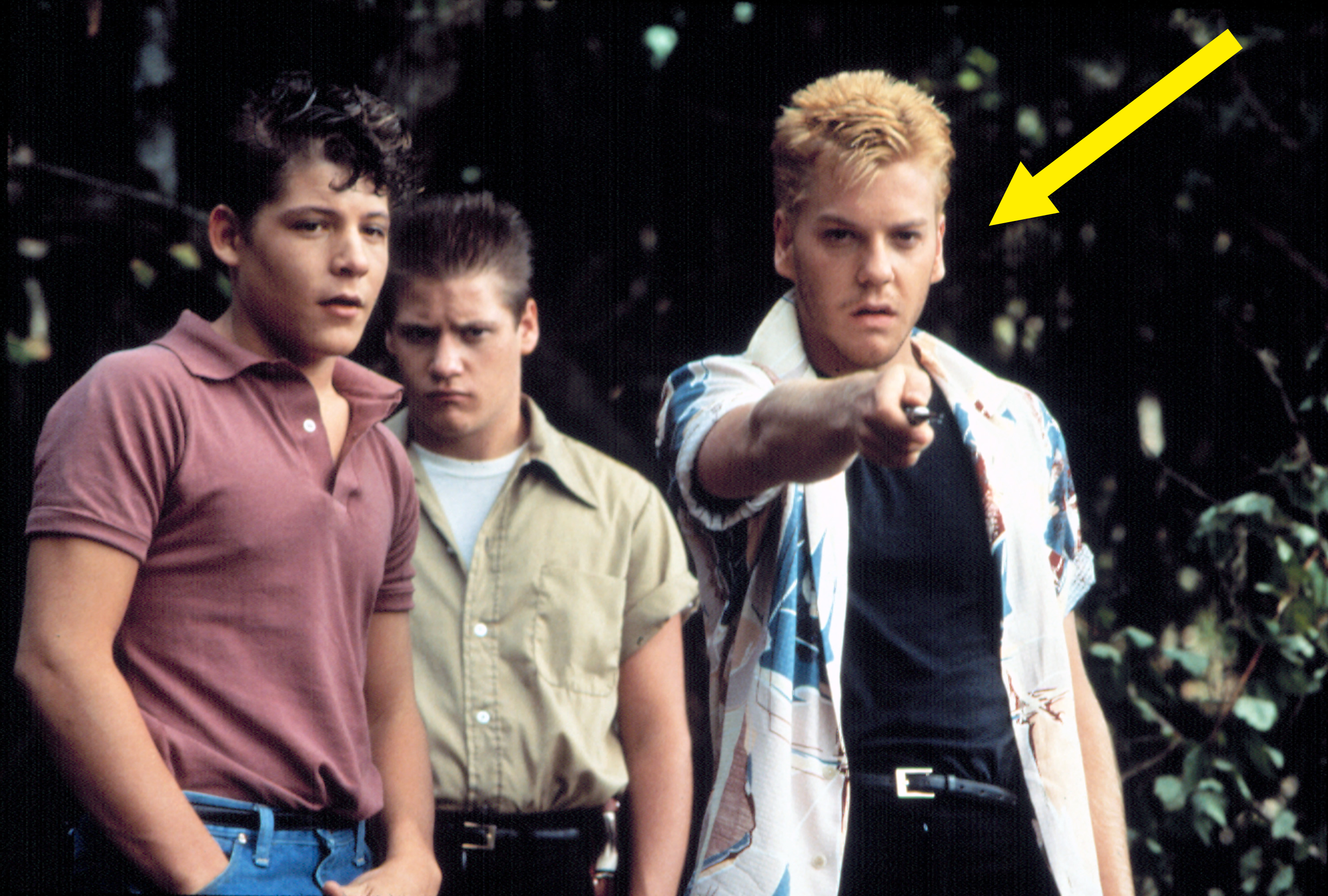Kiefer with spiked hair in a scene from &quot;The Outsiders&quot;