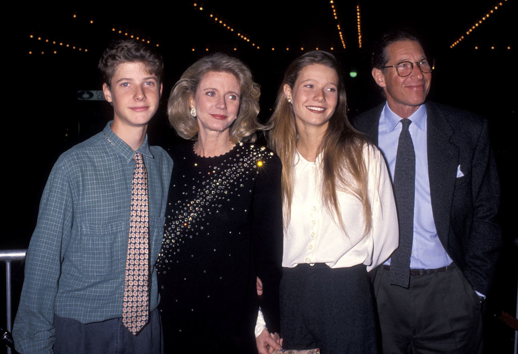 The Paltrow-Danner clan in formal attire stand side by side at an event