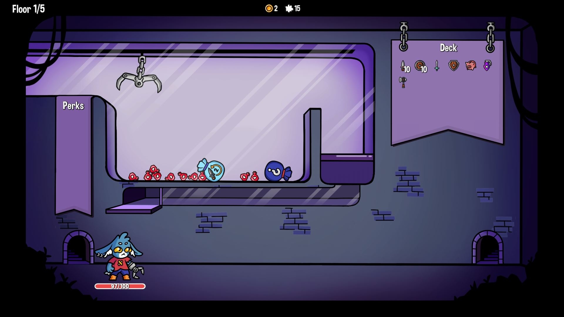 ゲームのスクリーンショットで、キャラクターが部屋に立ち、アイテムが表示されています。
