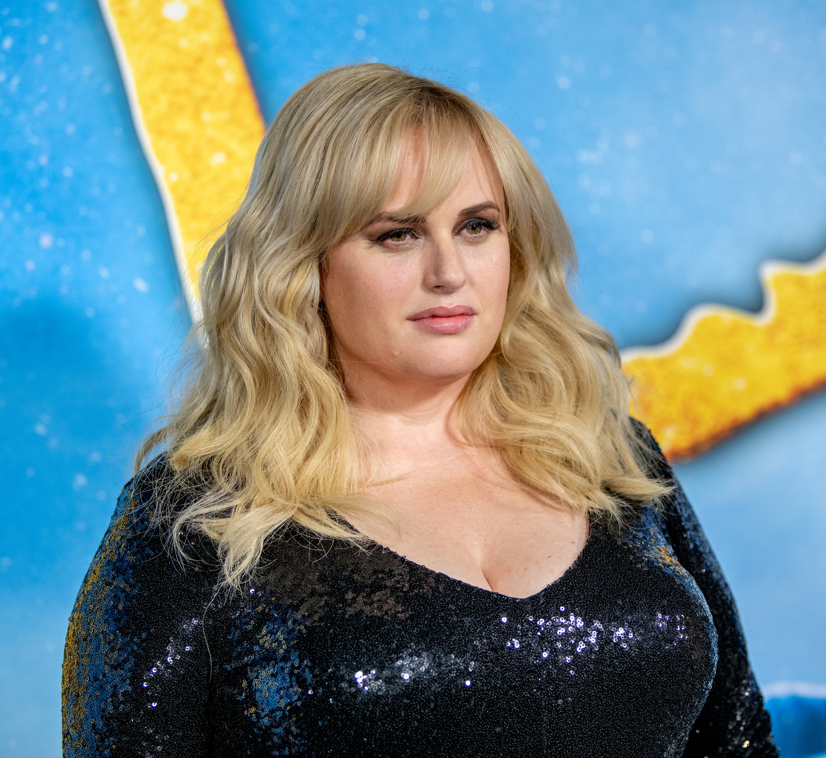 Rebel Wilson in a sequined outfit at a film event