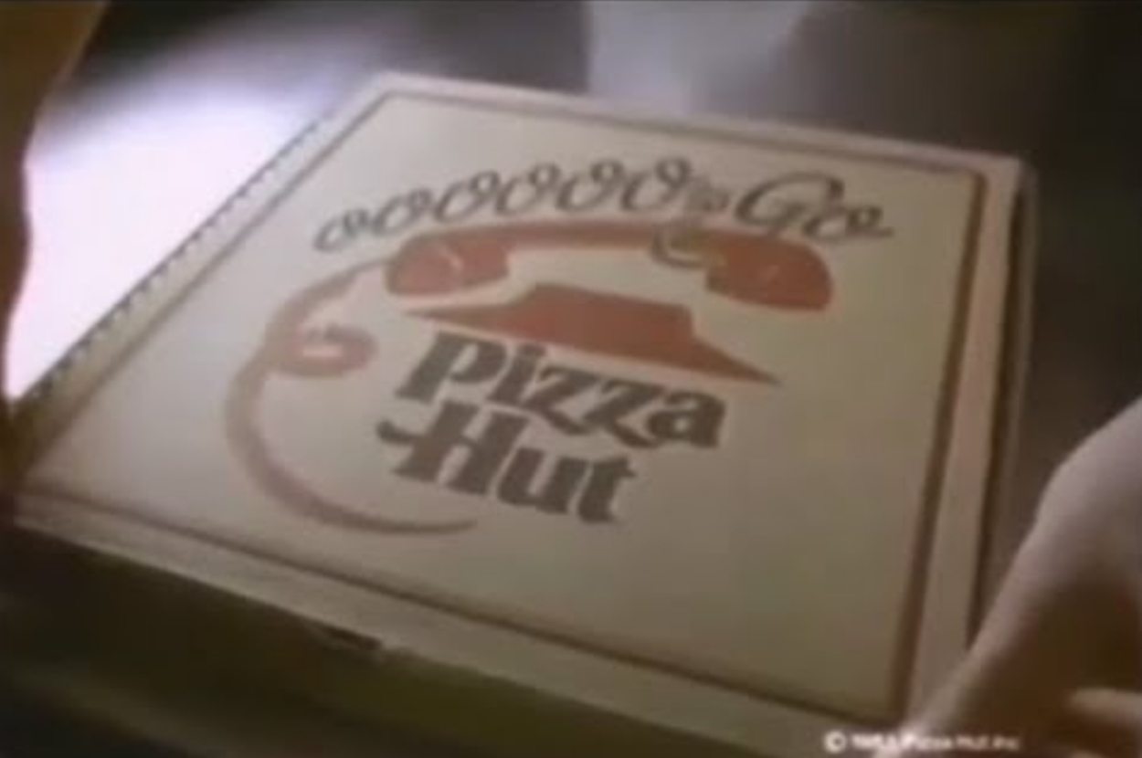 Vintage Pizza Hut box with logo visible on top