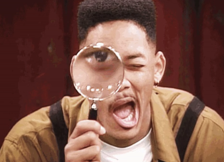 Will Smith on &quot;The Fresh Prince of Bel-Air&quot; looking through a magnifying glass