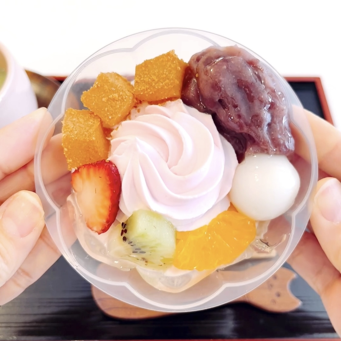 コージーコーナーのおすすめスイーツ「お花見あんみつパルフェ」