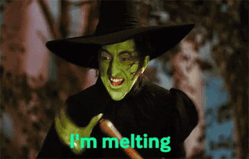 Gif of the Wicked Witch from &quot;The Wizard of Oz&quot; saying, &quot;I&#x27;m melting&quot;