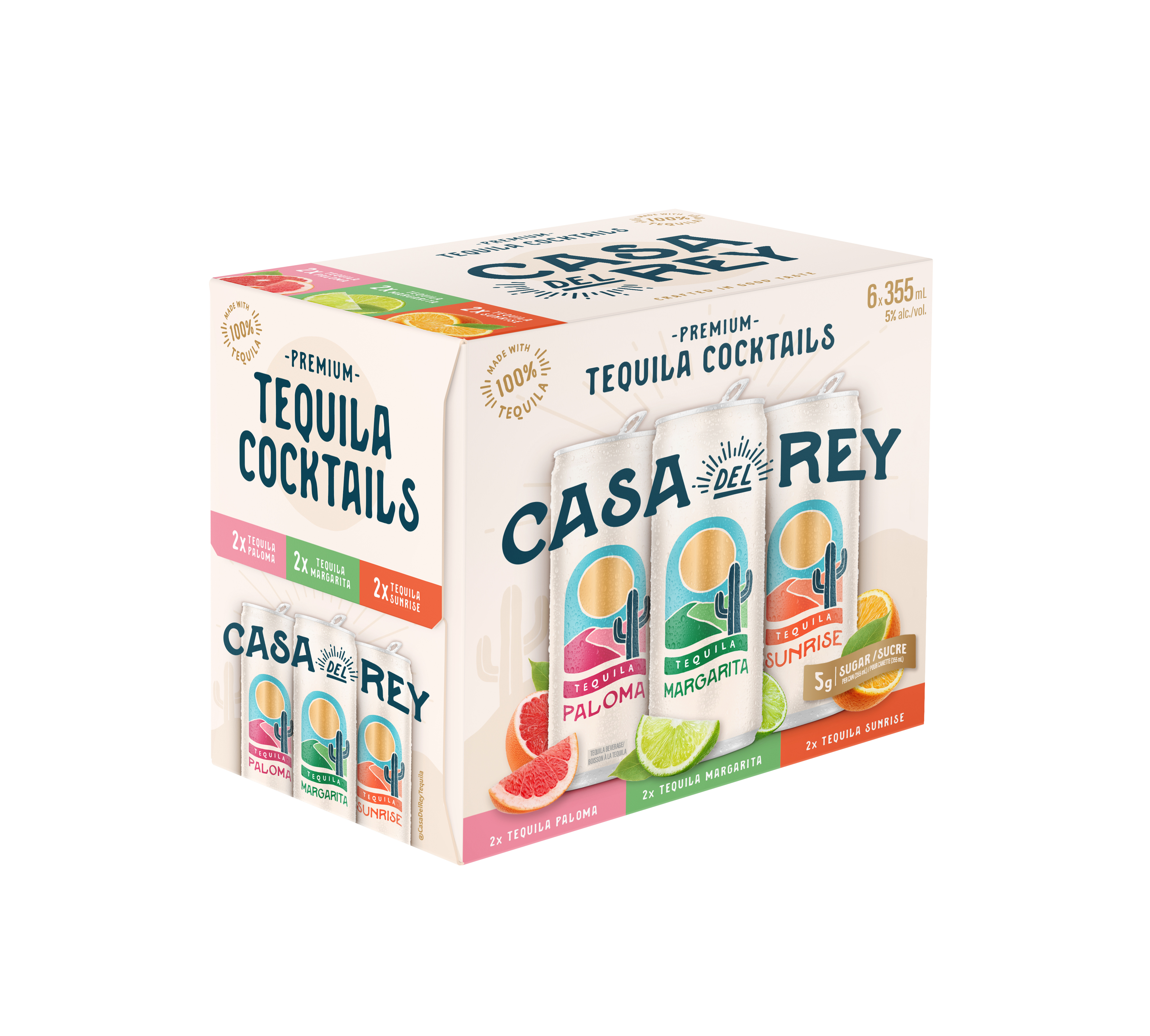 Casa Del Rey premium tequila cocktails packaging with various flavors