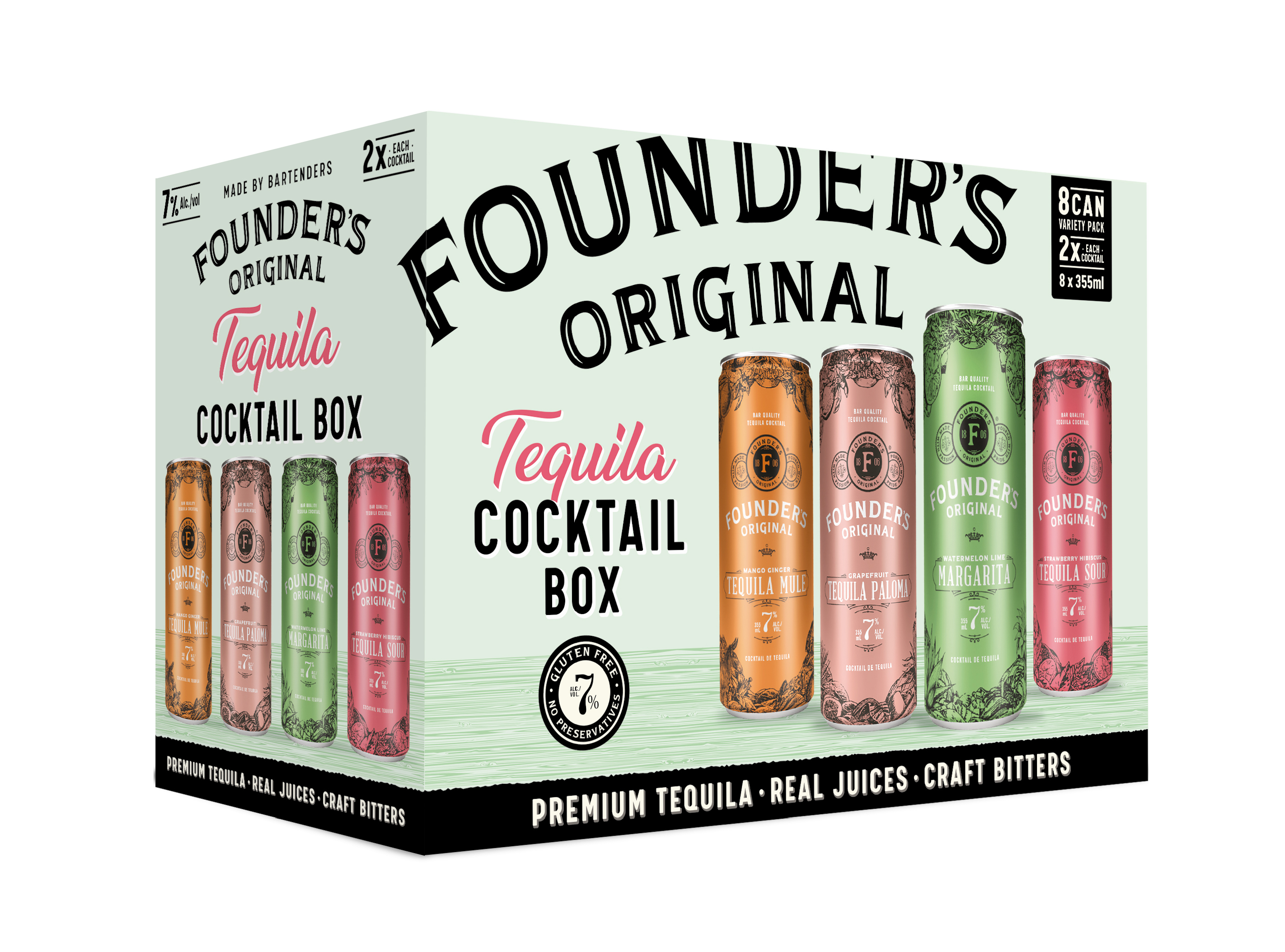 Founder&#x27;s Original Tequila Cocktail Box with assorted flavored cans