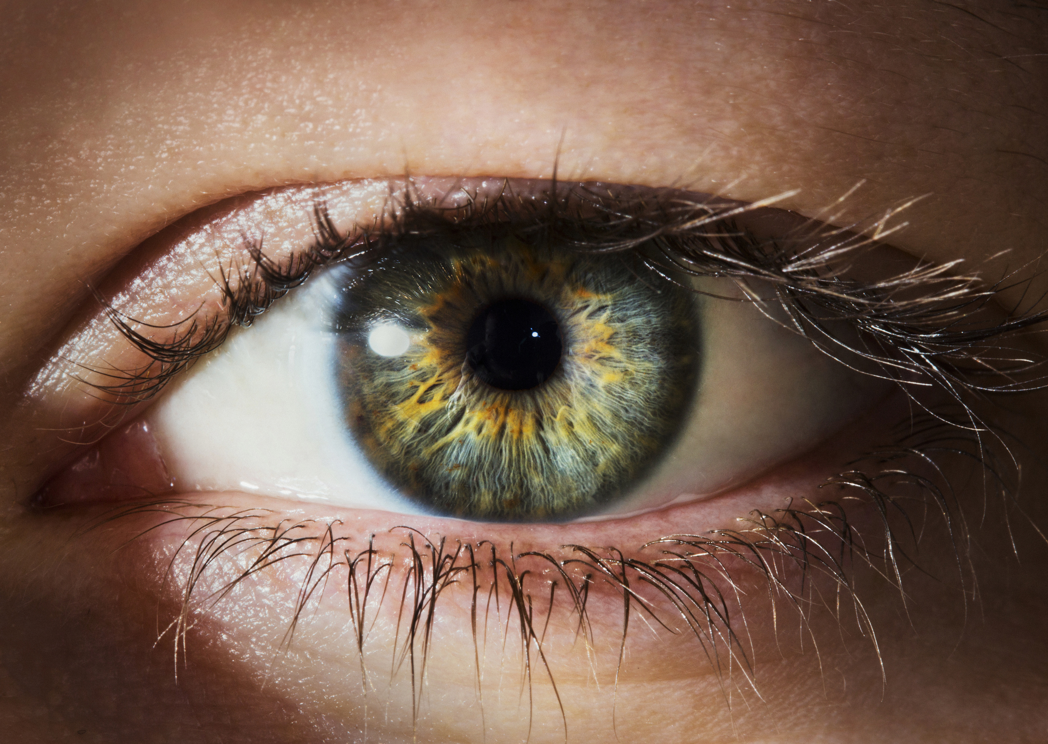 Close-up of a human eye, capturing the intricate details of the iris