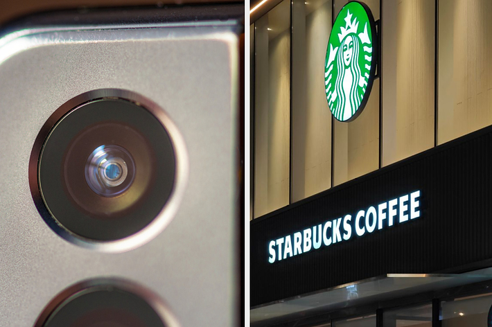スターバックスコーヒーの看板とロゴが特徴の店舗入口