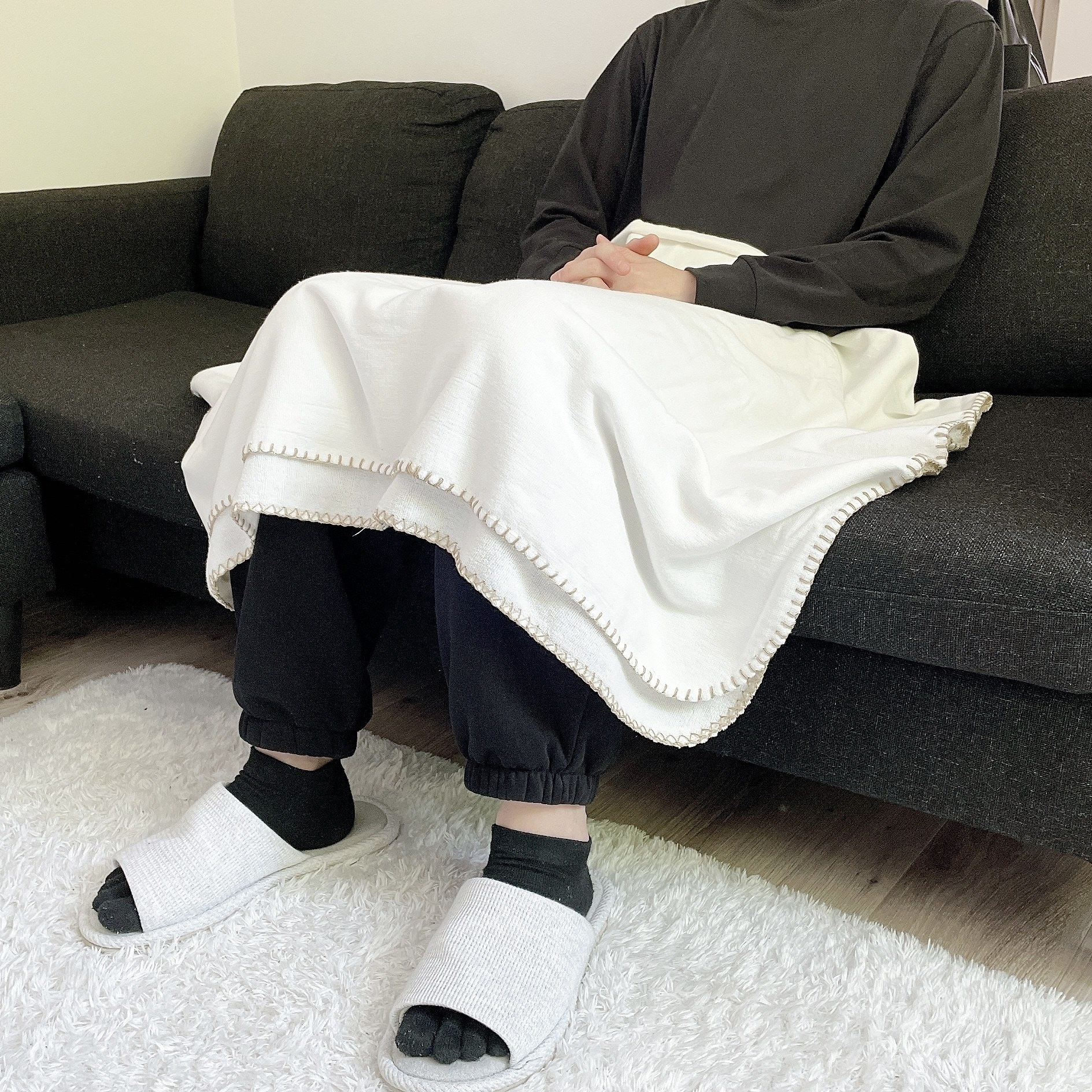 ロフトのおすすめブランケット「リバーシブルタオルケット 100×140cm ホワイト」