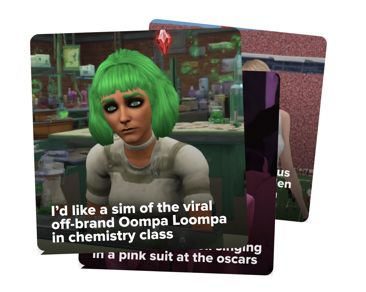 An animated character with green hair in a classroom setting, referencing a viral Oompa Loompa-themed character