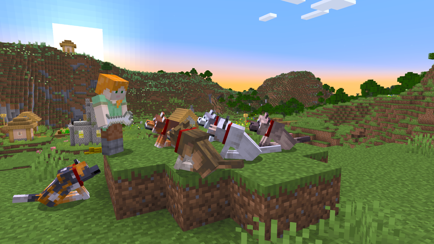 Animated Minecraft characters working on a farm with animals and crops, relating to virtual economies