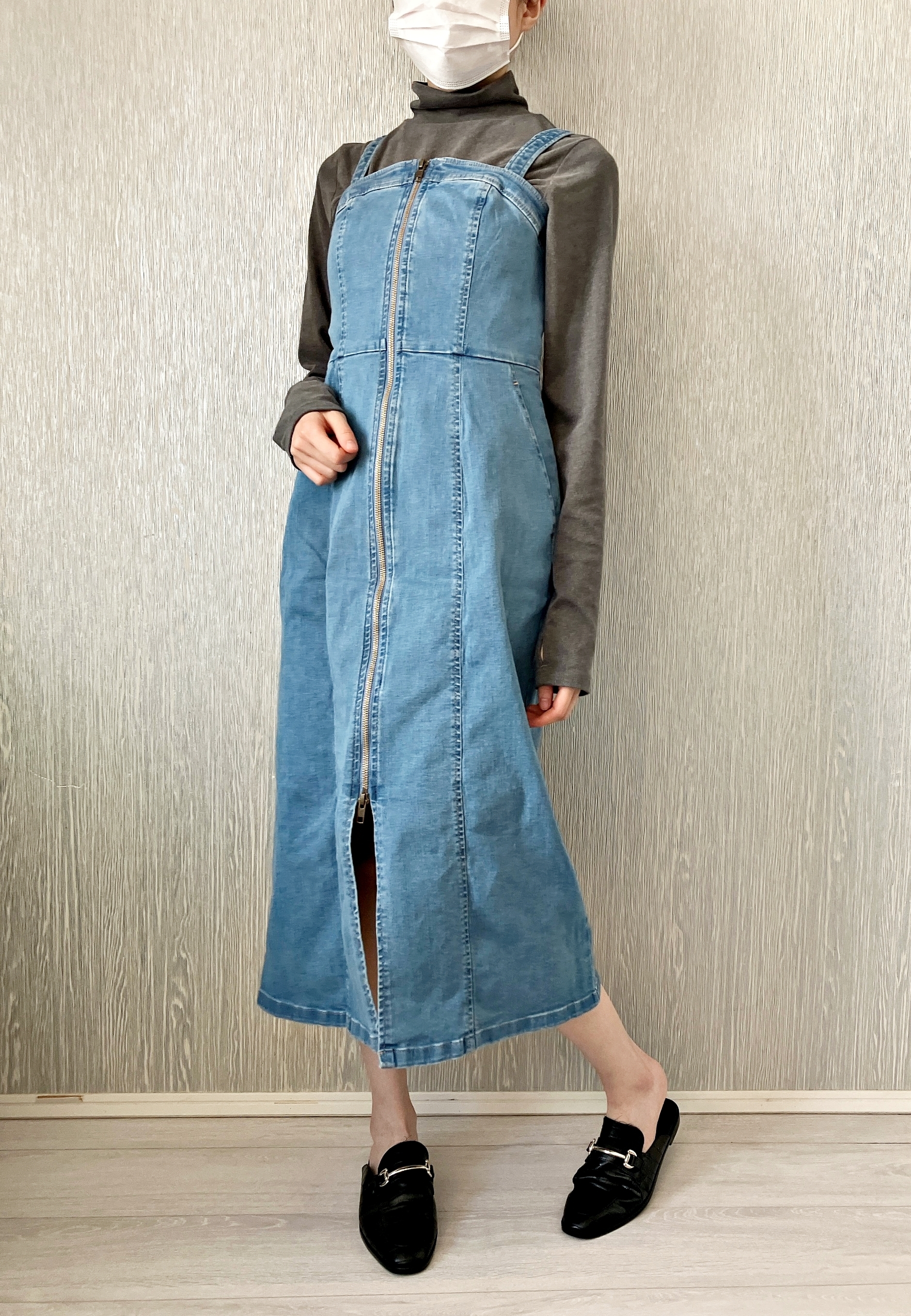 【すぐ届く】 JEANS ユーティリティジップデニムワンピース 画像・動画】オールシーズン着回せる!GUの「楽ちんデニムワンピ