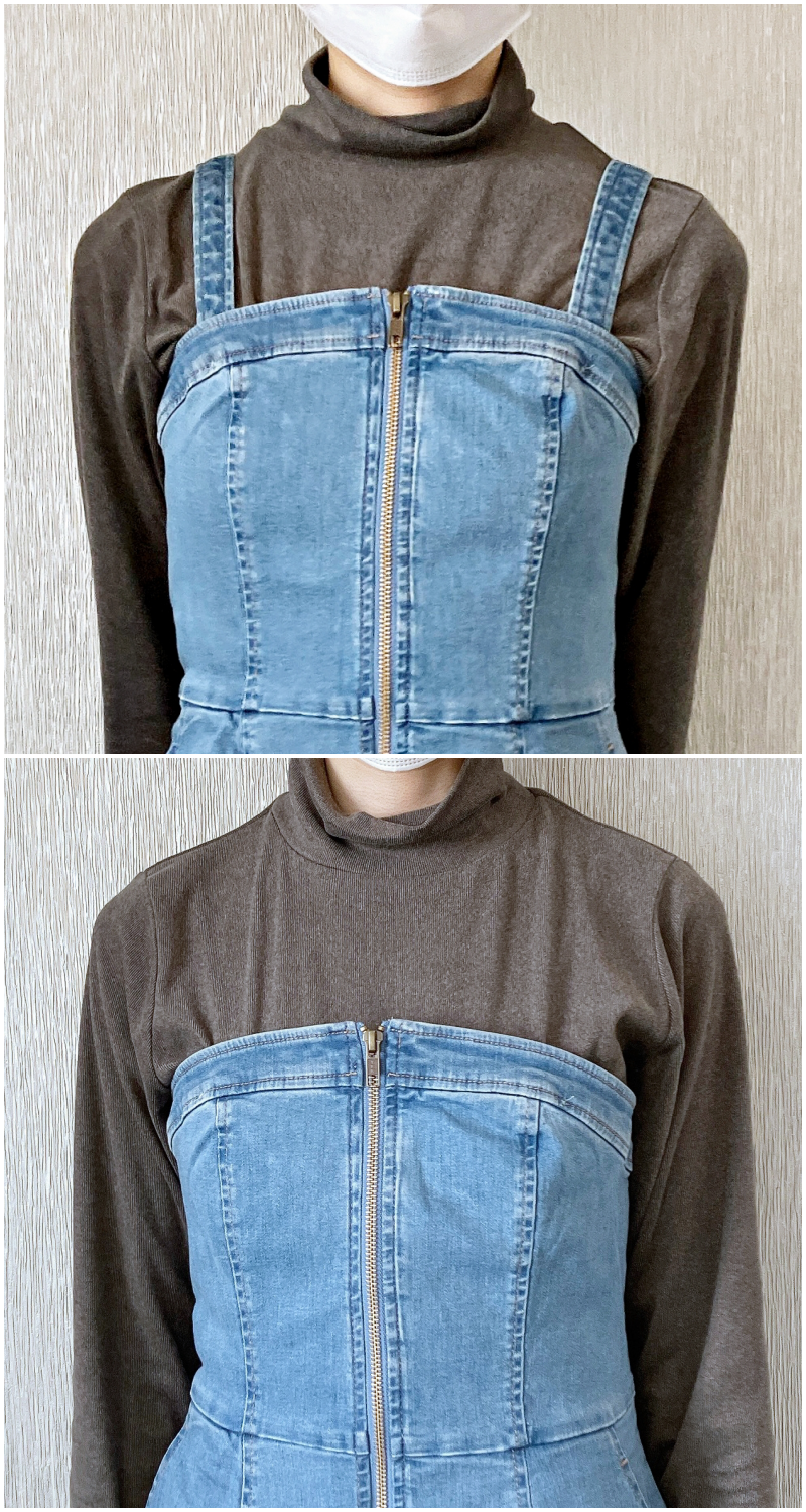 GU(ジーユー)のおすすめワンピース「デニムフロントジップワンピースQ+E」